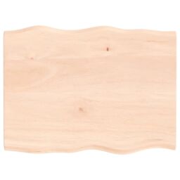 Berkfield Home Table Top 80x60x2 cm Untreated Solid Wood Oak Live Edge in Brown - Size: 80 x 60 x 2 cm - thumbnail 1