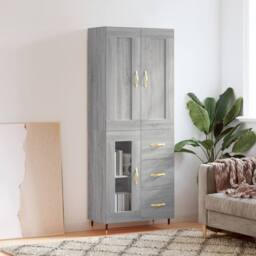 Berkfield Home Highboard Grey Sonoma 69.5x34x180 cm Engineered Wood - thumbnail 2