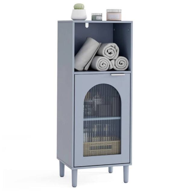 Kelvenix Freestanding Cabinet Wood Side Storage Organizer-Grey in Grey - image 1