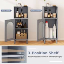 Kelvenix Freestanding Cabinet Wood Side Storage Organizer-Grey in Grey - thumbnail 3