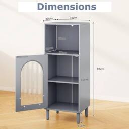 Kelvenix Freestanding Cabinet Wood Side Storage Organizer-Grey in Grey - thumbnail 2