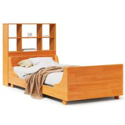 Berkfield Home Bookcase Bed without Mattress Wax Brown 100x200 cm Solid Wood - thumbnail 1