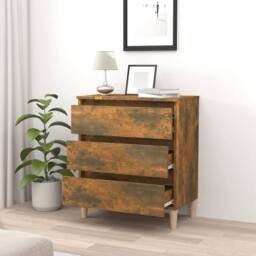 Berkfield Home Sideboard Smoked Oak 60x35x69 cm Engineered Wood in Brown - Size: 60 x 35 x 69 cm - thumbnail 3