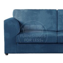Furnishings For Less UK Luxor Jumbo Cord 3 + 1 + 1 Fabric 3 Piece Sofa Suite - Fullback in Blue - thumbnail 4