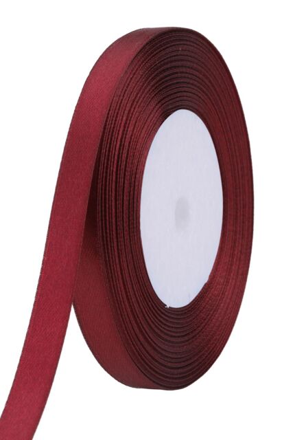 Neel Blue Double Sided Satin Polyester Ribbon Roll, 6mm x 25 Metres in Burgundy - image 1