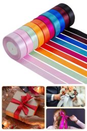 Neel Blue Double Sided Satin Polyester Ribbon Roll, 6mm x 25 Metres in Burgundy - thumbnail 5
