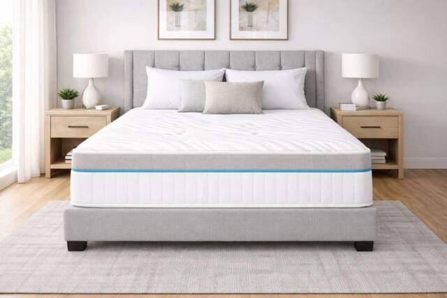 Nexus Mattresses Ltd Hybrid Memory Foam Pocket Spring Mattress - 25cm in White - Size: Double - image 1