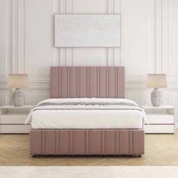 "BSSPOKE Isabella Divan Bed Velvet 24""Headboard 2 Drawers Same Side No Mattress in Pink - Size: Double" - thumbnail 3