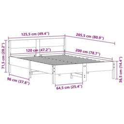 Berkfield Home Bed Frame without Mattress Wax Brown 120x200 cm Solid Wood Pine - Size: Small Double - thumbnail 9