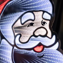 Samuel Alexander 40cm Infinity Santa's Head Christmas Decoration on Wooden Base with Red & White LEDs - thumbnail 5