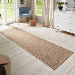 THE RUGS Flatwoven Indoor Outdoor Runner Nature Chevron Design Durable Sisal in Beige - Size: 80 cm x 450 cm - thumbnail 4