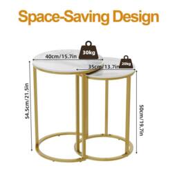 KORVIXA End Side Table Gold&White Stacking in White - Size: 0.6m2 - thumbnail 2