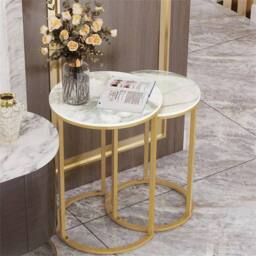KORVIXA End Side Table Gold&White Stacking in White - Size: 0.6m2 - thumbnail 5
