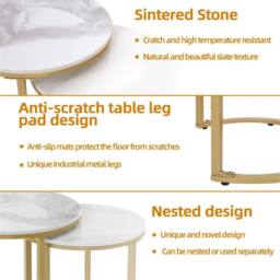 KORVIXA End Side Table Gold&White Stacking in White - Size: 0.6m2 - thumbnail 3
