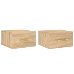 Berkfield Home Wall-mounted Bedside Cabinets 2 pcs Sonoma Oak 35x35x20 cm in Brown - Size: 35 x 35 x 20 cm - thumbnail 2
