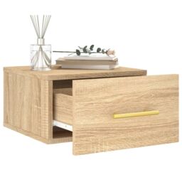 Berkfield Home Wall-mounted Bedside Cabinets 2 pcs Sonoma Oak 35x35x20 cm in Brown - Size: 35 x 35 x 20 cm - thumbnail 4