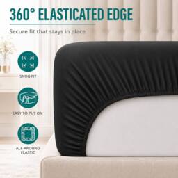 Grace Premium Microfiber 40cm Extra Deep Pocket Fitted Sheets in Black - Size: Single Fitted - thumbnail 5