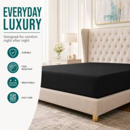 Grace Premium Microfiber 40cm Extra Deep Pocket Fitted Sheets in Black - Size: Single Fitted - thumbnail 8