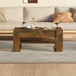 Berkfield Home Coffee Table Smoked Oak 102x55x45 cm Engineered Wood in Brown - Size: 102 x 55 x 45 cm - thumbnail 5