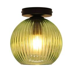 First Choice Lighting Set of 2 Betchley - Green Ribbed Glass Globe Black Ceiling Lights - thumbnail 3