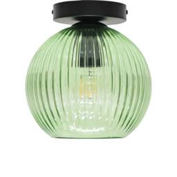 First Choice Lighting Set of 2 Betchley - Green Ribbed Glass Globe Black Ceiling Lights - thumbnail 2
