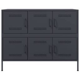 Berkfield Home Sideboard Anthracite 100.5x39x79 cm Steel in Black - thumbnail 6