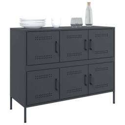 Berkfield Home Sideboard Anthracite 100.5x39x79 cm Steel in Black - thumbnail 5