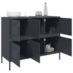 Berkfield Home Sideboard Anthracite 100.5x39x79 cm Steel in Black - thumbnail 4