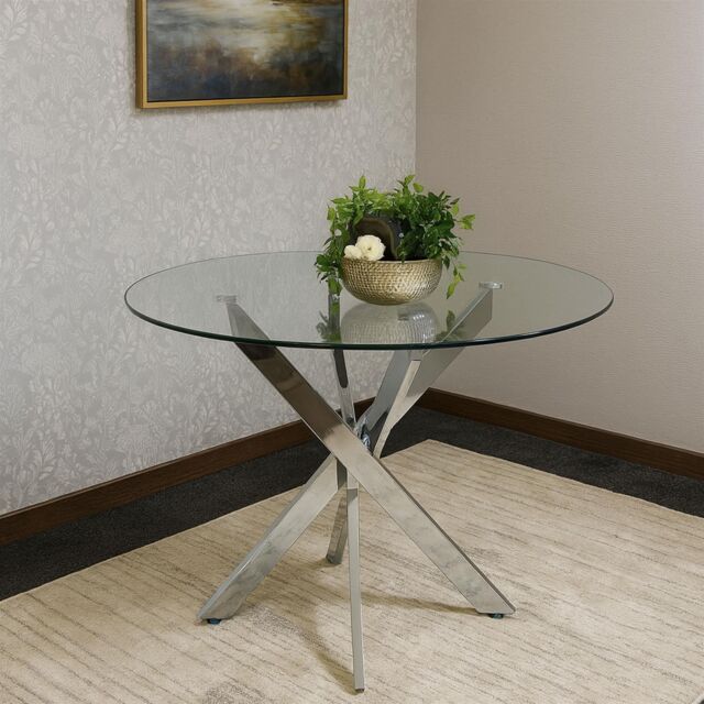 KOSY KOALA Round Glass Dining Table with Chrome legs, Living / Dining Room, Kitchen in Clear - image 1