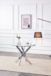 KOSY KOALA Round Glass Dining Table with Chrome legs, Living / Dining Room, Kitchen in Clear - thumbnail 7