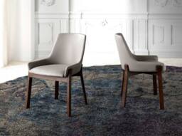 Angel Cerda Dark Mink Leatherette Dining Chair with Walnut Legs in Beige - thumbnail 3