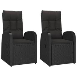 Berkfield Home Beautiful 3 Piece Garden Dining Set Black Poly Rattan&Solid Wood - thumbnail 4