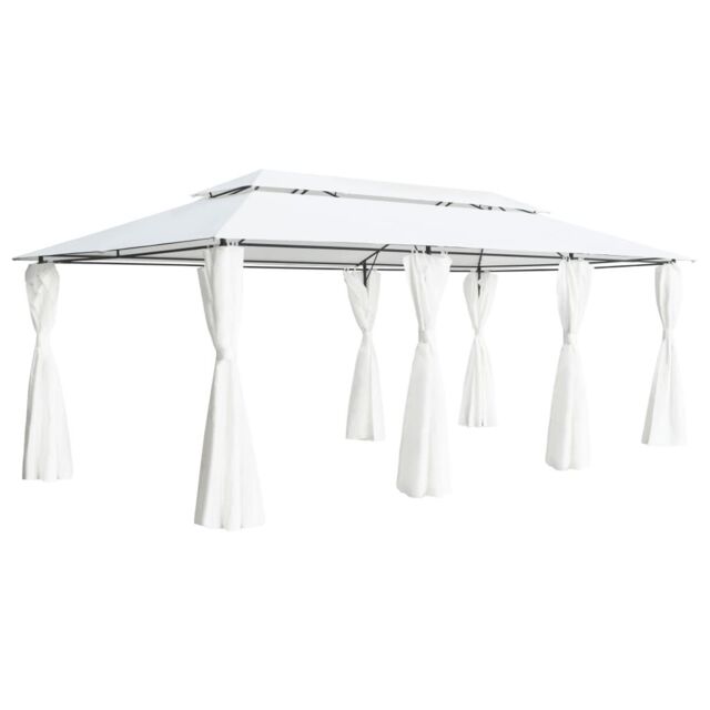 Berkfield Home Gazebo with Curtains 600x298x270 cm White 180g/m ² - Size: 600 x 298 x 270 cm - image 1