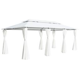 Berkfield Home Gazebo with Curtains 600x298x270 cm White 180g/m ² - Size: 600 x 298 x 270 cm