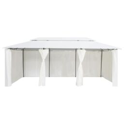 Berkfield Home Gazebo with Curtains 600x298x270 cm White 180g/m ² - Size: 600 x 298 x 270 cm - thumbnail 2