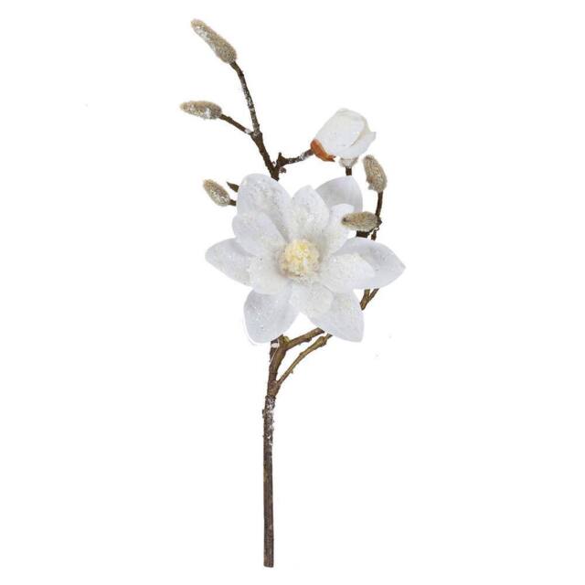 VFM e-Store Christmas Fabric Magnolia Spray Decoration 42cm x 17cm Gold X 1 - Size: 42 cm x 17 cm - image 1