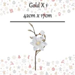 VFM e-Store Christmas Fabric Magnolia Spray Decoration 42cm x 17cm Gold X 1 - Size: 42 cm x 17 cm - thumbnail 2