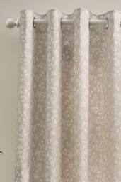 Catherine Lansfield 'Brooke Floral' Lined Eyelet Curtains in Natural - Size: 117 cm width x 137 cm drop - thumbnail 2