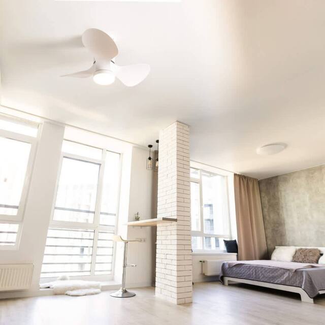 "ValueLights Matte White 24"" 3 Blade Ceiling Light Fan with Remote Control" - image 1