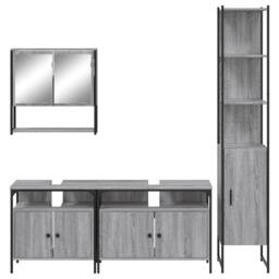 Berkfield Home Durable 4 Piece Bathroom Furniture Set Grey Sonoma Engineered Wood - thumbnail 6