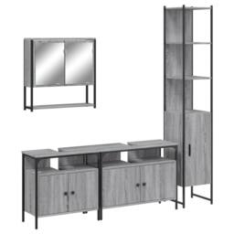 Berkfield Home Durable 4 Piece Bathroom Furniture Set Grey Sonoma Engineered Wood - thumbnail 3