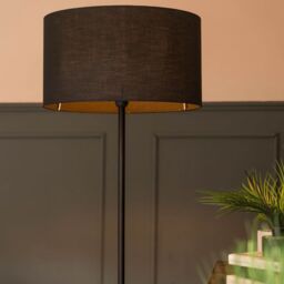 ValueLights Tavel Matte Black Marble Base Floor Lamp With Table & Large Black Shade - thumbnail 8