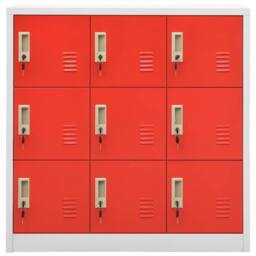 Berkfield Home Locker Cabinet Light Grey & Red 90x45x92.5 cm Steel - thumbnail 3