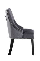 Life Interiors Set of 6 'Windsor' Knocker Back Velvet Dining Chairs Solid Wood Legs in Dark Grey - thumbnail 3