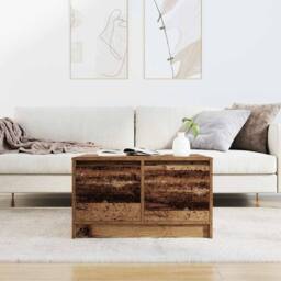 Berkfield Home Coffee Table with Drawers Old Wood 70.5x70x40 cm in Brown - thumbnail 3