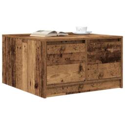 Berkfield Home Coffee Table with Drawers Old Wood 70.5x70x40 cm in Brown - thumbnail 4