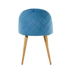 Life Interiors Lucia Dining Set Round Oak Table + 4 Velvet Dining Chairs in Blue - thumbnail 4