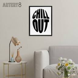 "Artery8 Chill Out Fun Bold Simple Typography Design Black Framed Canvas Art in White - Size: W12"" x H16""" - thumbnail 3