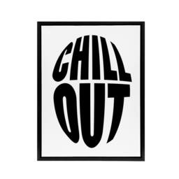 "Artery8 Chill Out Fun Bold Simple Typography Design Black Framed Canvas Art in White - Size: W12"" x H16""" - thumbnail 1