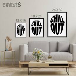 "Artery8 Chill Out Fun Bold Simple Typography Design Black Framed Canvas Art in White - Size: W12"" x H16""" - thumbnail 4